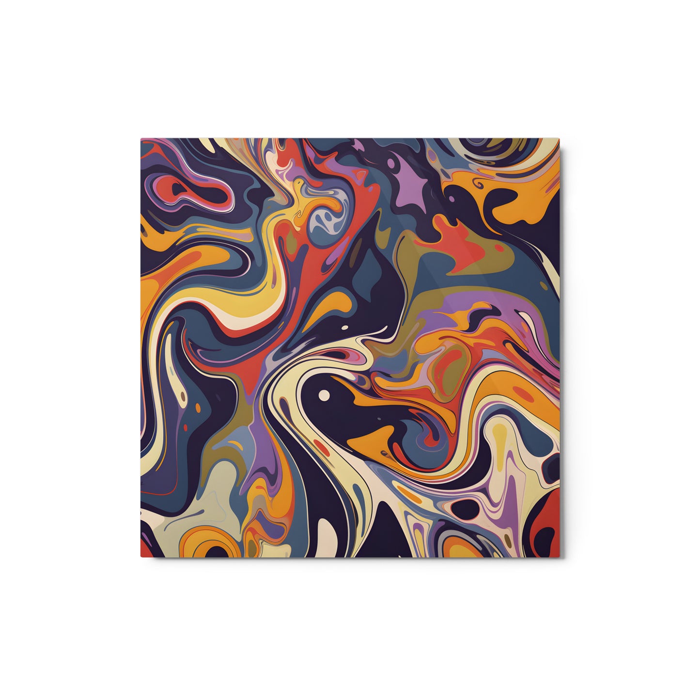 Abstract Fluid Pour Styled Art Glossy Metal Print