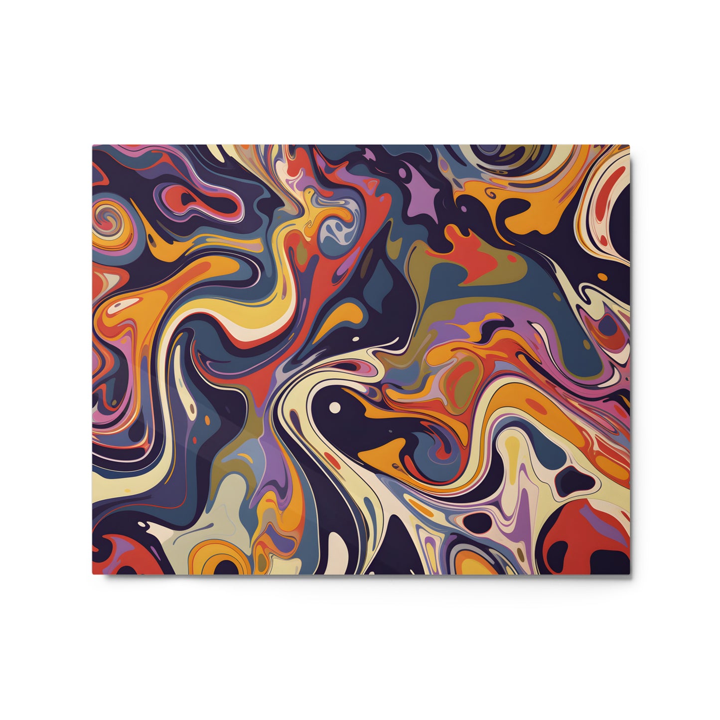 Abstract Fluid Pour Styled Art Glossy Metal Print