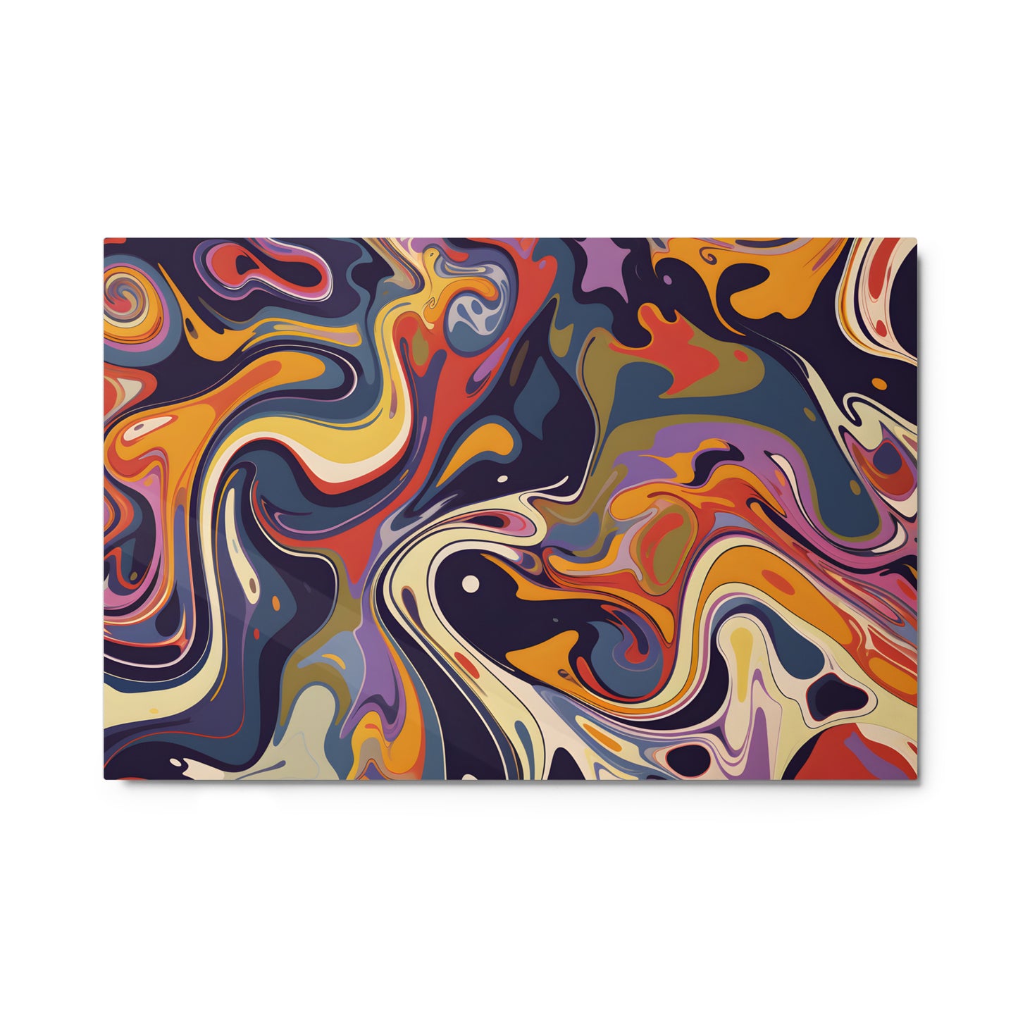 Abstract Fluid Pour Styled Art Glossy Metal Print