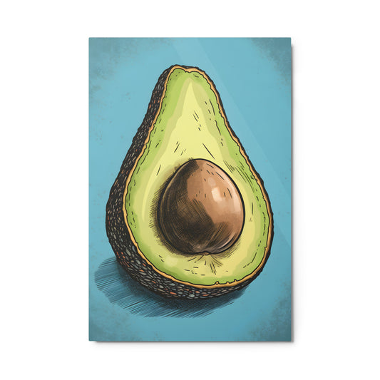 Avocado On Blue Metal Print
